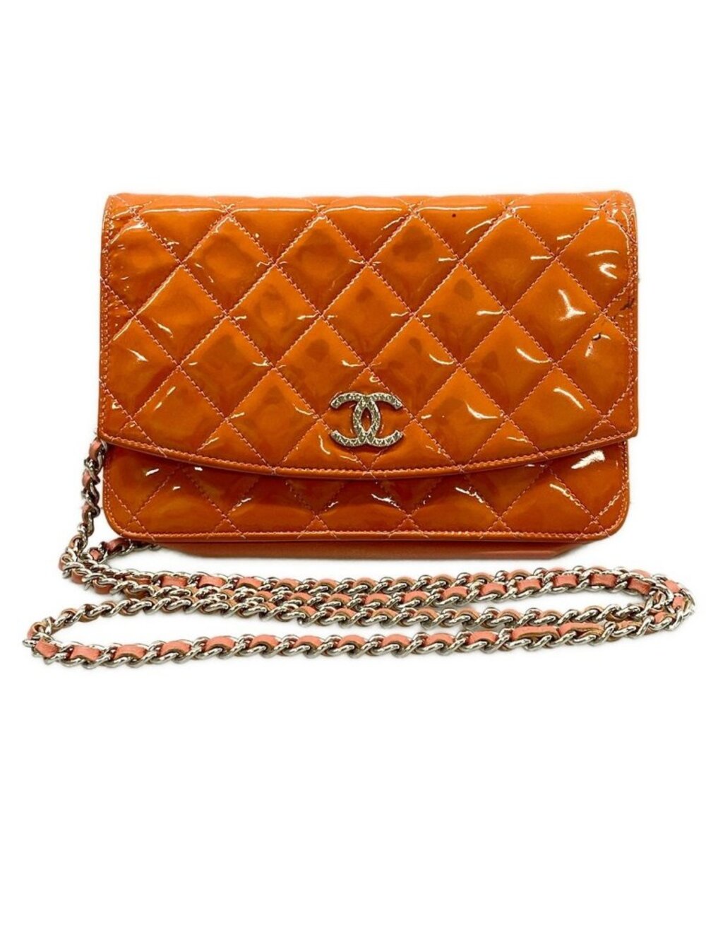 Chanel Wallet Brilliant Pink Chain Silver Leather Lambskin Shoulder Bag